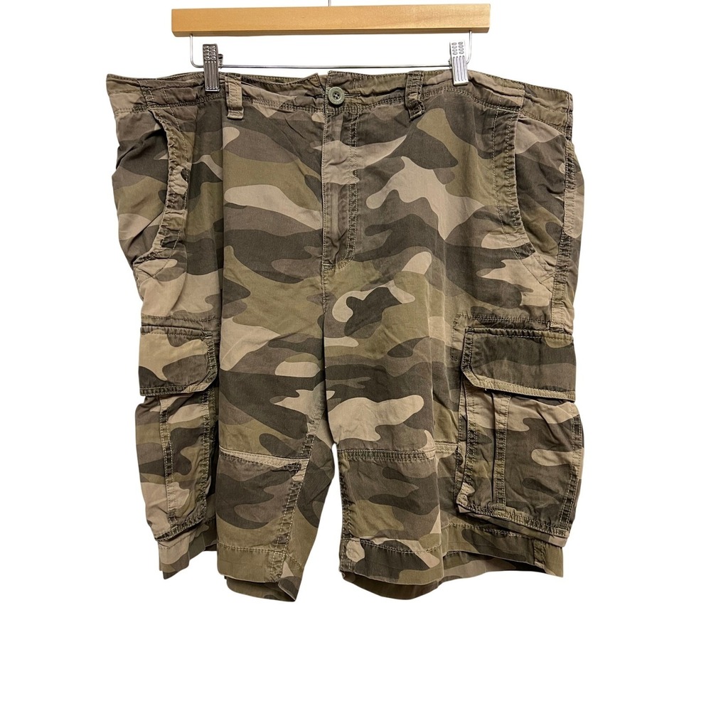 Magellan Cargo Shorts Mens 42 Green Camo Cotton Blend Outdoor Utility Hiking